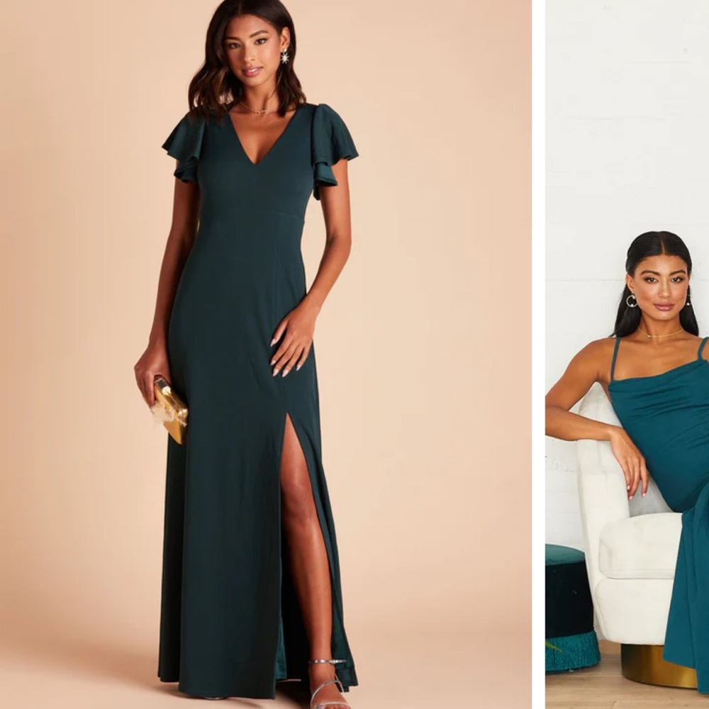 Emerald Green Birdy Grey Bridesmaid Dress with slit